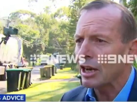 Tony Abbott and garbage trucks. Source: 9 News.