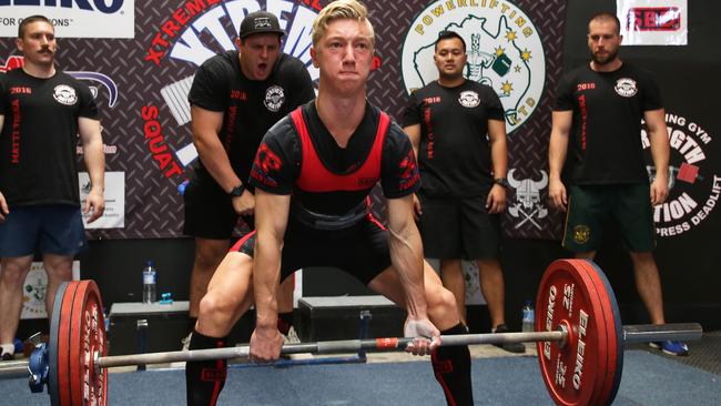 Powerlifters performing at the Matti Tikka Showcase Competition in Penrith.Harry Lawday, 14 doing deadlift