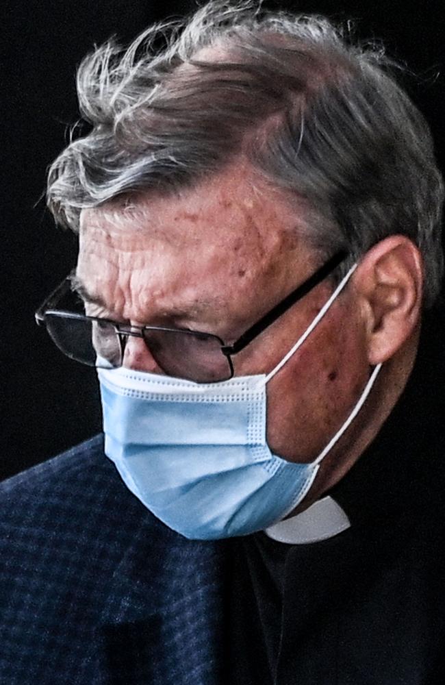 Cardinal George Pell pictured after landing at Rome's Fiumicino Airport. Picture: AFP