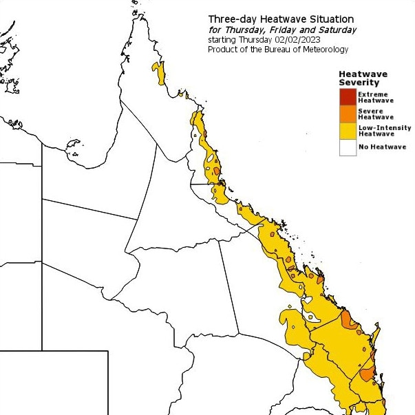 BOM has predicted a Queensland heatwave lasting until Monday.