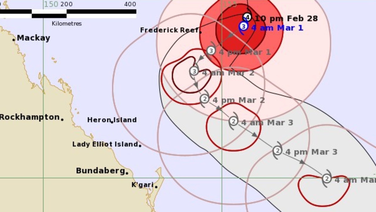 Cyclone Alfred off the Queensland coast on March 1. Image: BOM