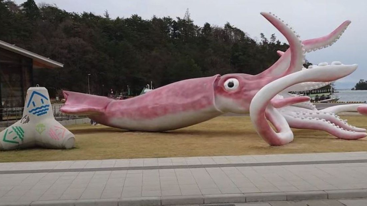 The squid statue in all its glory. Picture: The Tonarinopoti