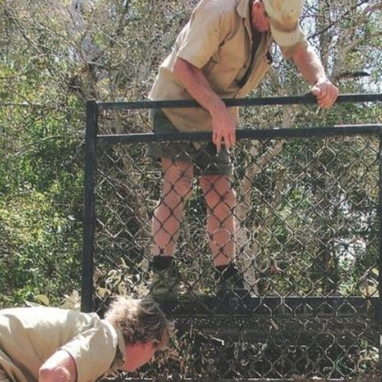 Bob Irwin and son Steve catching crocs together. Picture: News Regional Media