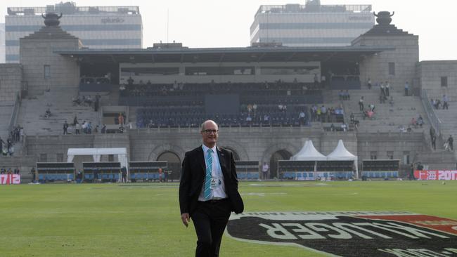 The man with the China vision, Port Adelaide president David Koch, at Jiangwan Stadium in Shanghai, China for the first match in 2017. Picture: AAP Image/Tracey Nearmy