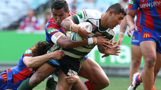 Billy McConnachie scores during the NRL State Championship Grand Final between the Ipswich Jets and Newcastle Knights at ANZ Stadium, Sydney. Pics Adam Head