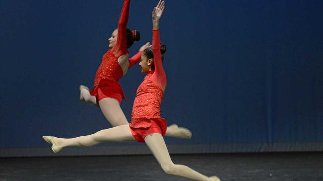Isabella O'Donnell and Ailia Dow in Section 65 - Modern Jazz Duo/Trio 13 yrs and over. Picture: Jann Houley