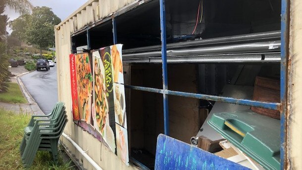 This shipping container was allegedly dumped on the street by the property owner. Picture: Supplied