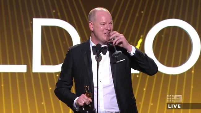 Tom Gleeson wins the Gold Logie. Picture: Nine