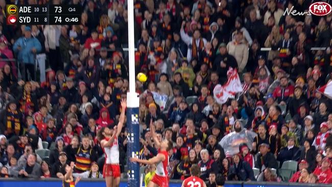 The goal umpire has been stood down after the controversial call on Saturday night. Picture: Fox Sports