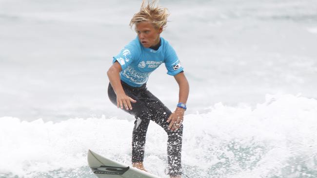 Back in the day ... McGuigan competing in the semi final of the under 13 section of the 2013 Teenage Rampage Oz junior surf comp at Maroubra Beach.