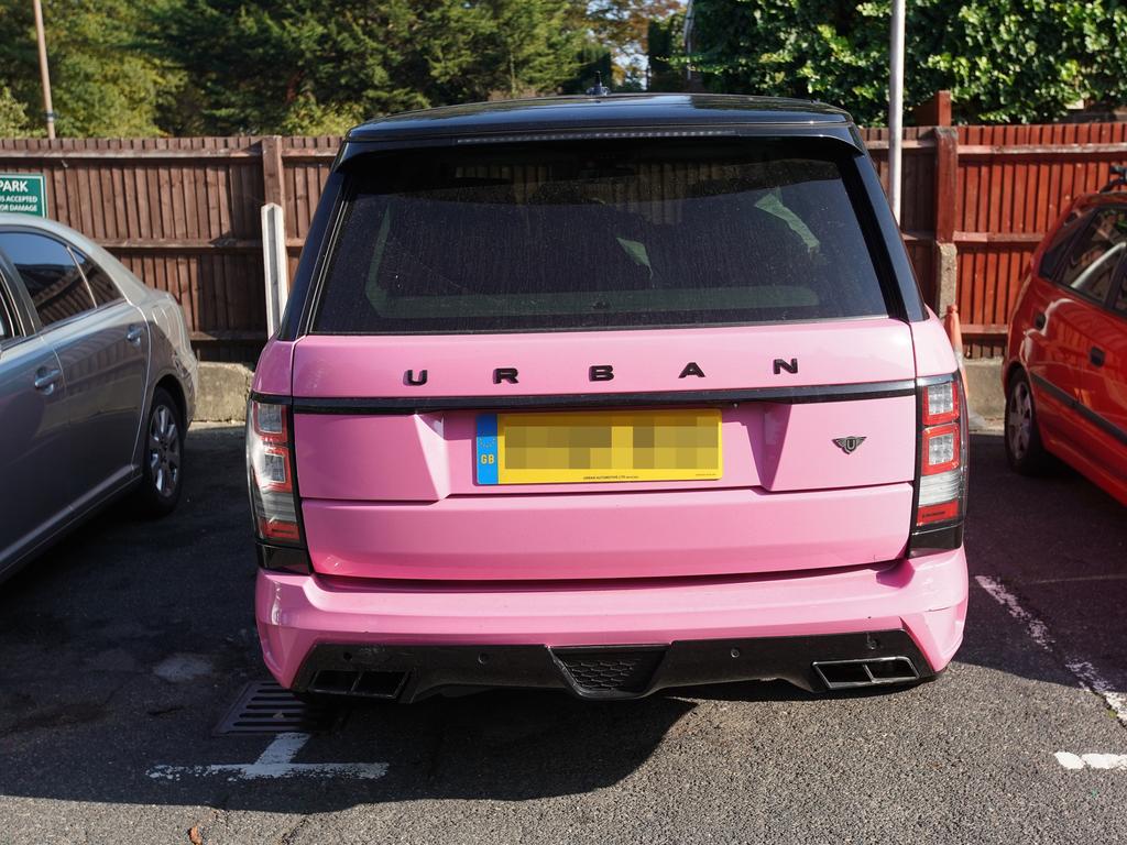 Katie Price recently crashed her pink Range Rover. Picture: Splash News