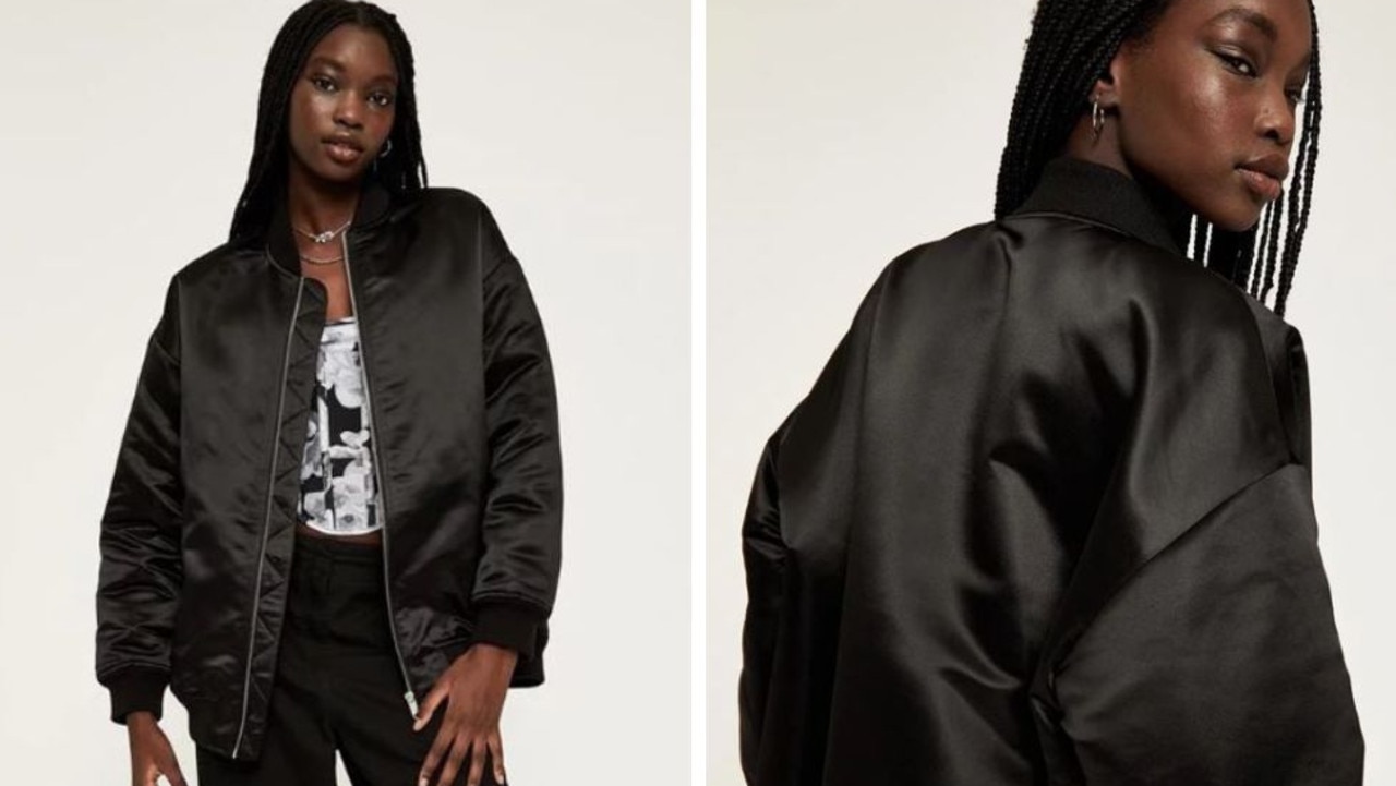 Black silk clearance bomber jacket womens