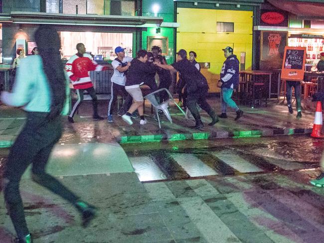 Youths brawl in Federation Square during Moomba festivities in 2016 — it was the first time the issue gained public atttention. Picture: Jake Nowakowski Moomba riot