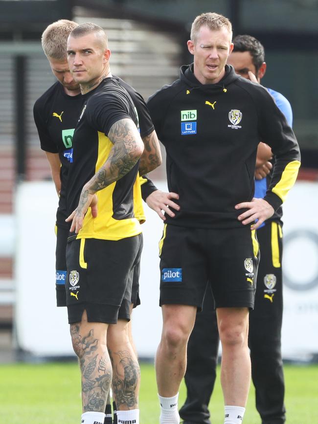 Martin with Richmond veteran Jack Riewoldt. Picture: David Crosling