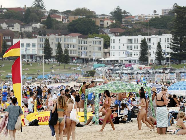 DAILY TELEGRAPH JANUARY 26, 2023. People at Bondi Beach on Australia Day. Picture: Jonathan Ng