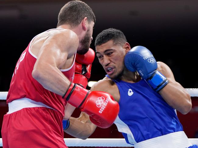 Paulo Aokuso, right, has grand plans for his boxing career. Picture: Frank Franklin/Getty Images