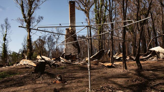 A burnt-out property in Mogo village. Picture: Nic Walker