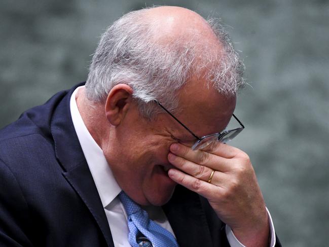 Scott Morrison shows the strain during question time this week. Picture: AAP