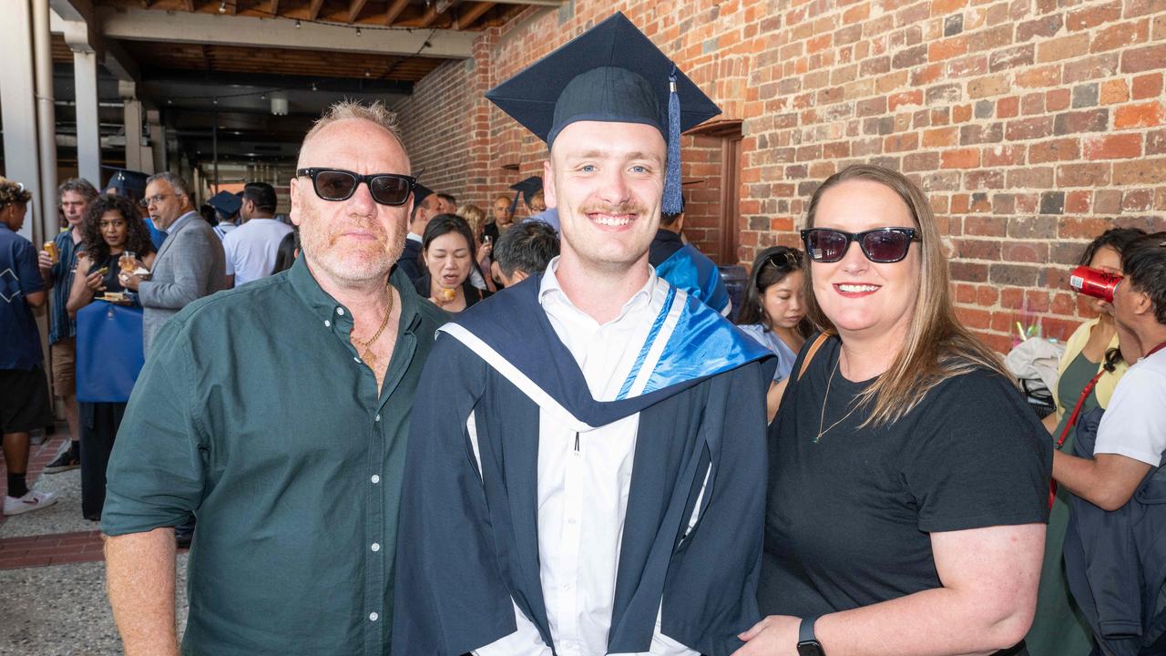 Patrick, Liam and Lois Neicho at Deakin University’s environmental science graduation. Picture: Brad Fleet