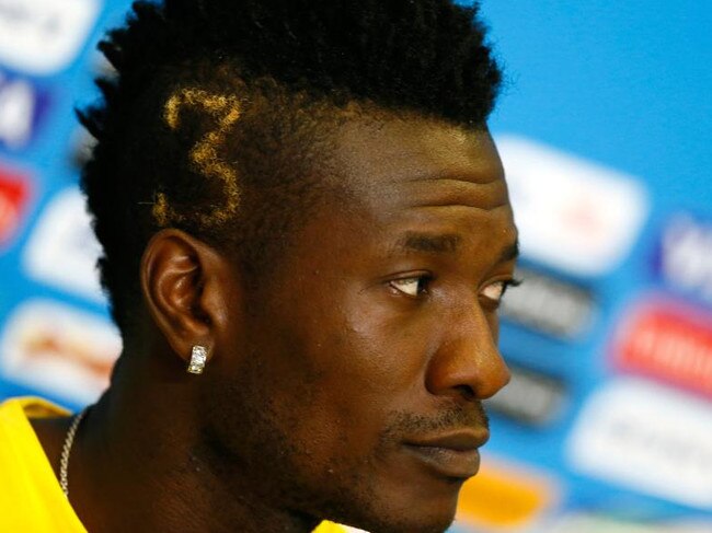 Ghana star Asamoah Gyan’s haircut was deemed ‘unethical’ when he played in the UAE. Picture: Getty Images 