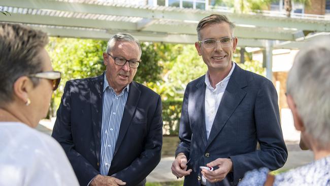 Premier Dominic Perrottet (right) and Health Minister Brad Hazzard have promised to spend $1.2 billion on 20 new hospital and healthcare projects. Picture: NCA NewsWire/Simon Bullard.