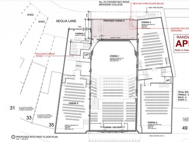 The layout of the first floor with the new ‘cinema eight’.