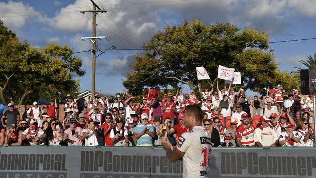 Happy St George Illawarra Dragons supporters after defeating Gold Coast Titans in NRL round 3 at Clive Berghofer Stadium, Sunday, March 25, 2018.