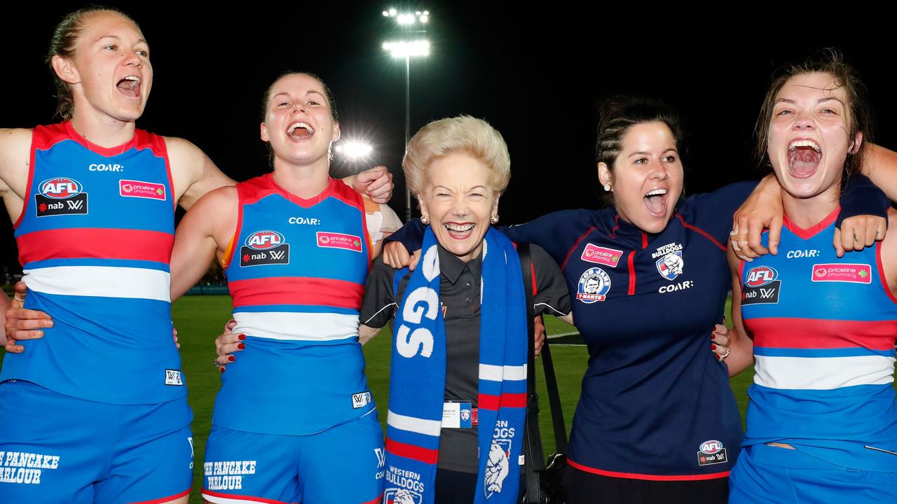 Susan Alberti (middle) has been one of the AFLW’s biggest supporters. Picture: Getty Images