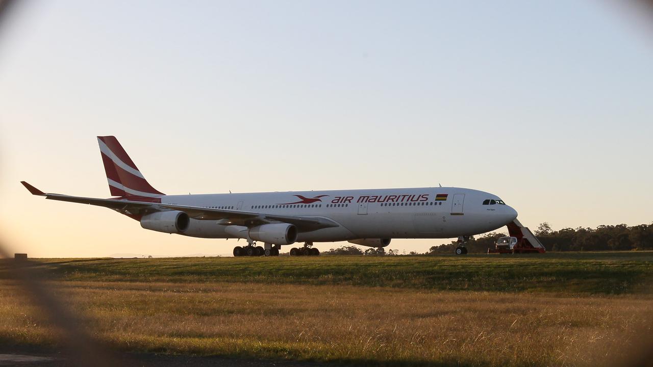 A newborn baby was found in the bathroom bin of an Air Mauritius plane.