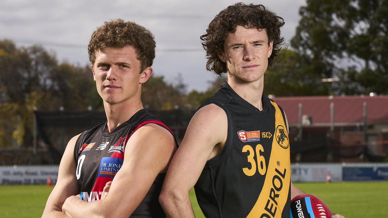 Glenelg's Lewis Rayson, right, with fellow draft prospect Cade Kennedy. Picture: MATT LOXTON