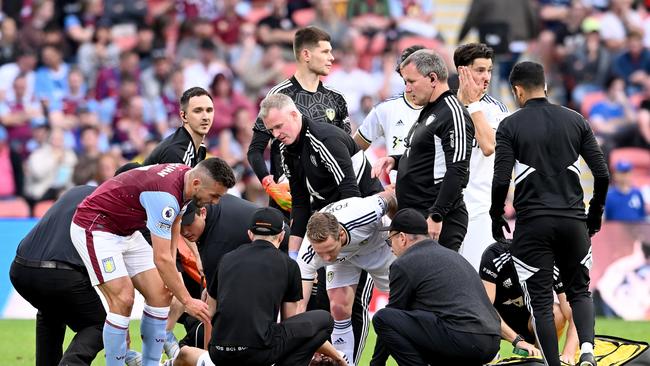 Concern over Archie Gray is show after the Leeds teenager suffered a serious ankle injury against Aston Villa. Picture: Bradley Kanaris/Getty Images