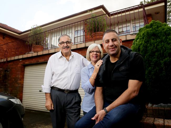 Rob Shehadie at his former family home in Oatlands with hiis mum Marie and dad Elie.