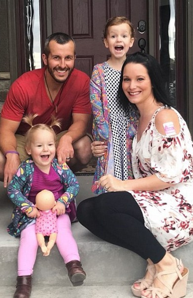 Chris Watts confessed to killing wife Shanann and daughters Bella, four, and Celeste, three. Picture: Supplied