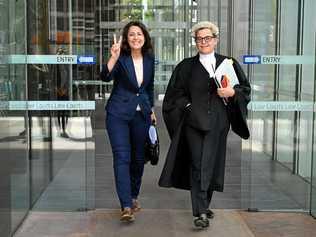 Esther Rockett (left) leaves the Supreme Court in Sydney, Monday, October 15, 2018. Picture: JOEL CARRETT