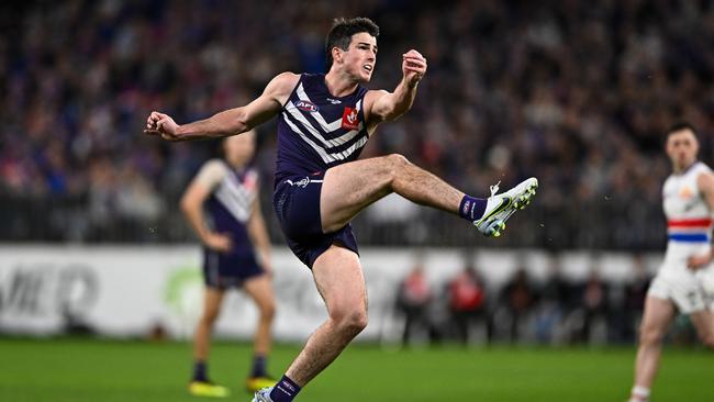 Andrew Brayshaw played a big part in Fremantle’s comeback. Picture: Daniel Carson/AFL Photos