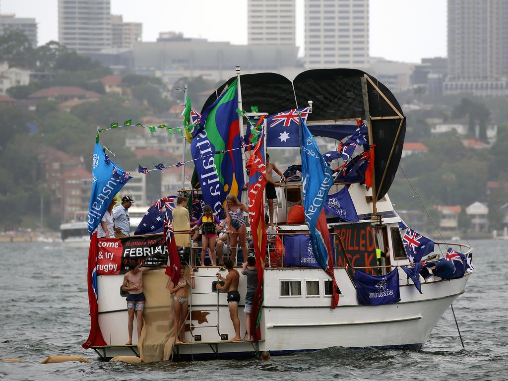 People enjoying Australia Day on Sydney Harbour. Picture: Jonathan Ng