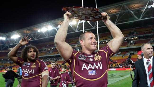 Matt Scott after Queensland’s State of Origin win in 2012. Picture: Adam Head