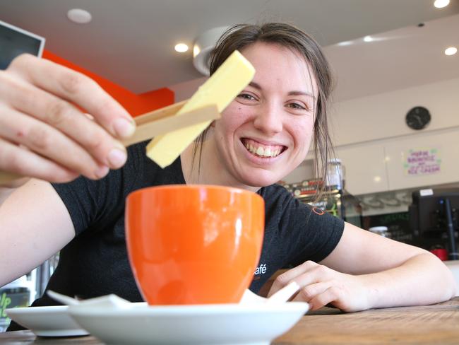 Paleo Cafe in the CBD serves up Bulletproof coffee with grass fed butter and coconut oil. Pic: Ric Frearson