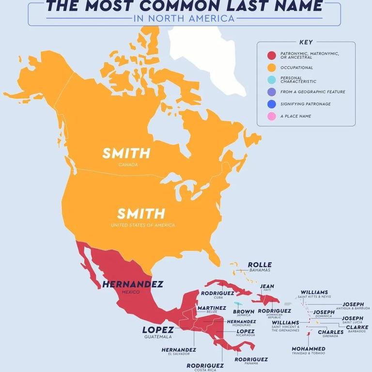 The most common last names in North America. Picture: Net Credit