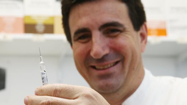 Pharmacist Nick Loukas is ready to start administering the AstraZeneca COVID vaccine when it becomes available. Picture: Brendan Radke