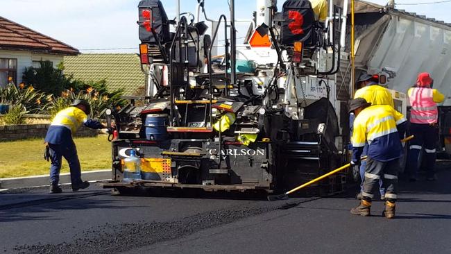 Recycled materials used to resurface Boomerang Road at Long Jetty today.