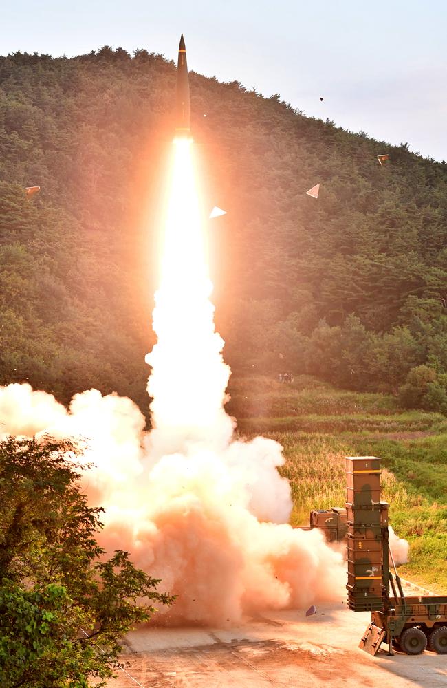 South Korea launched a Hyunmoo-2 missile in a live-fire exercise yesterday after North Korea’s sixth nuclear test a day earlier. Picture: AAP Image/Yonhap News Agency