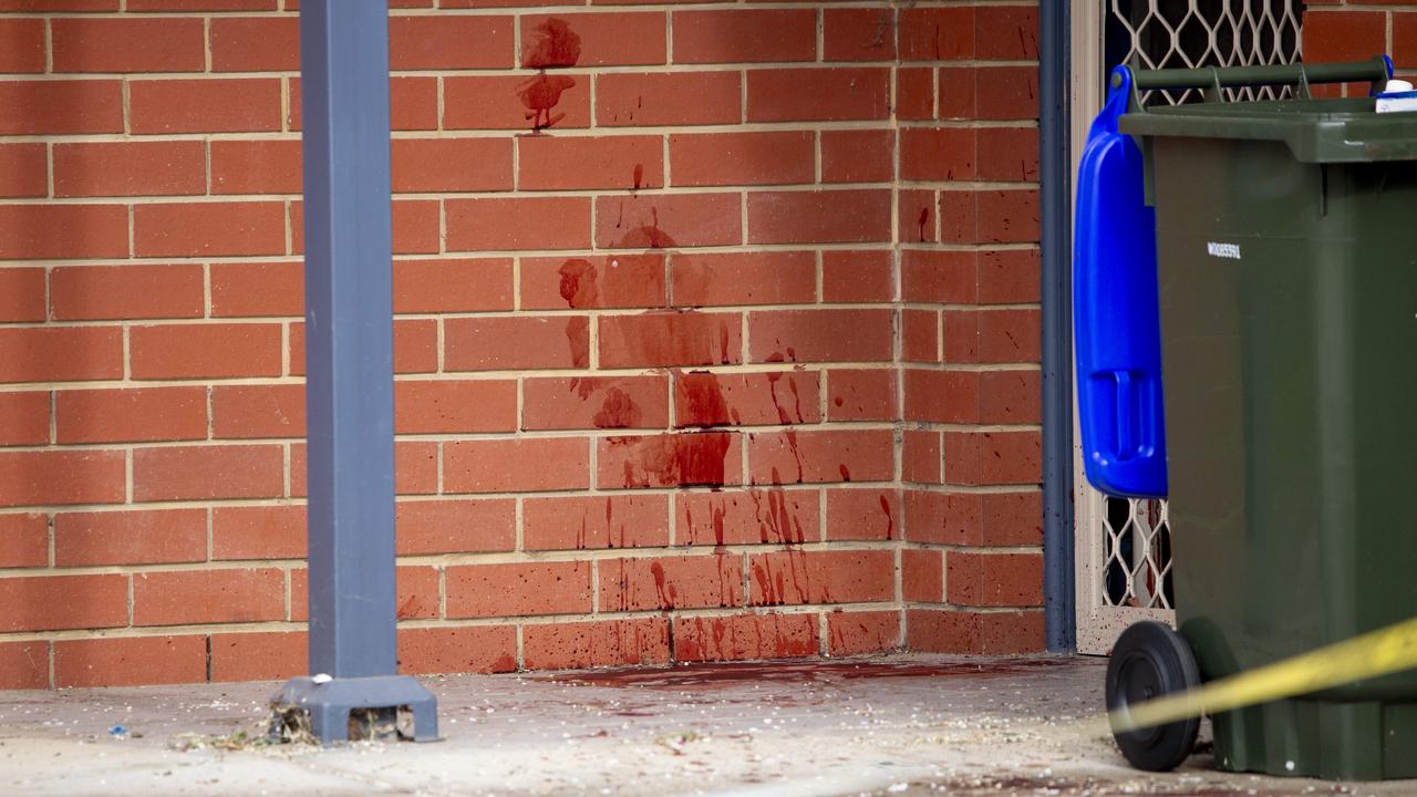 Blood could be seen on the wall of the property. Picture: Brett Hartwig