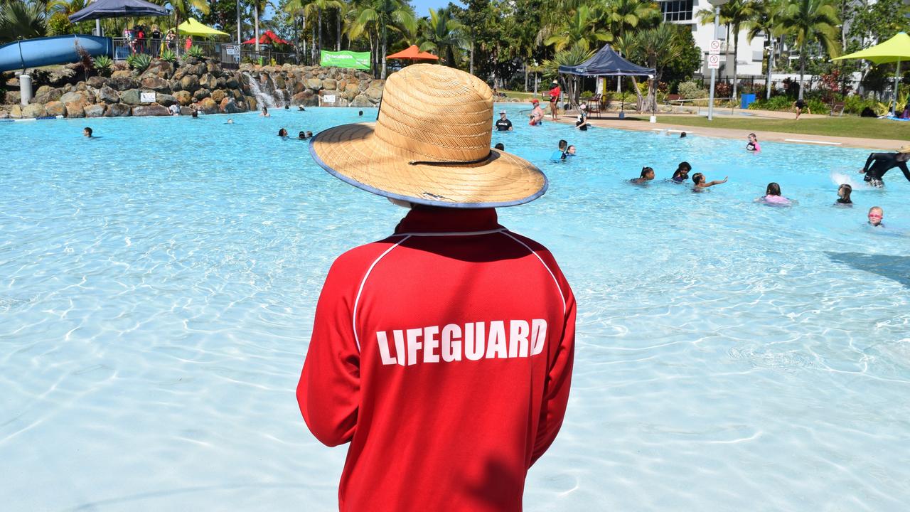 Mackay lifeguardpatrolling the Bluewater Lagoon during school holidays. Picture: Zizi Averill