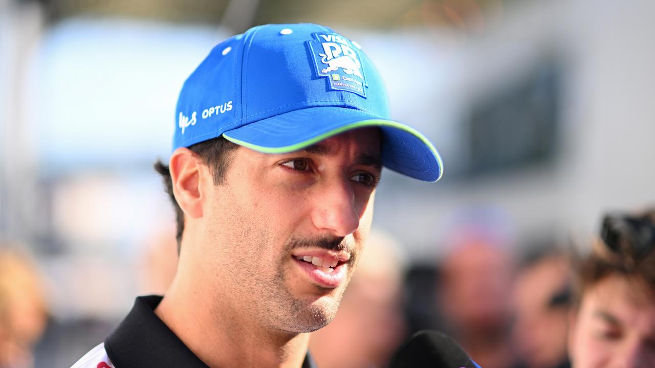 JEDDAH, SAUDI ARABIA – MARCH 06: Daniel Ricciardo of Australia and Visa Cash App RB talks to the media in the Paddock during previews ahead of the F1 Grand Prix of Saudi Arabia at Jeddah Corniche Circuit on March 06, 2024 in Jeddah, Saudi Arabia. (Photo by Rudy Carezzevoli/Getty Images)