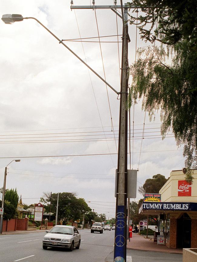 A painted Stobie pole on Prospect Road.