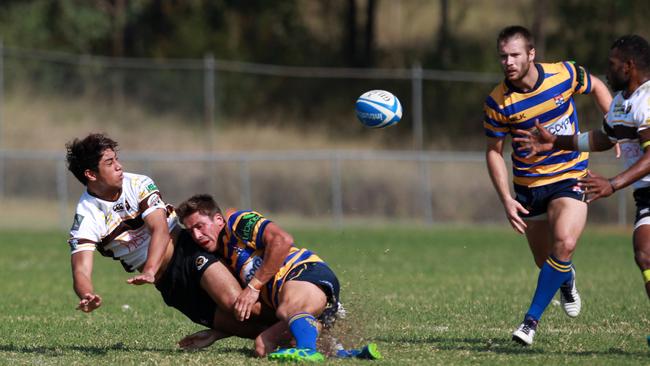 Penrith Emus battle Sydney University at Nepean Rugby Park. Picture: Carmela Roche