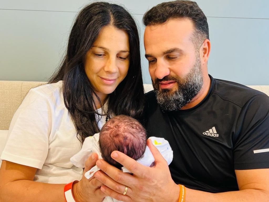 Danny and Leila Abdallah with their newborn baby. Picture: Instagram