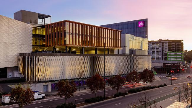 A current shot of Eastland, including a new dining precinct, and hotel next door.