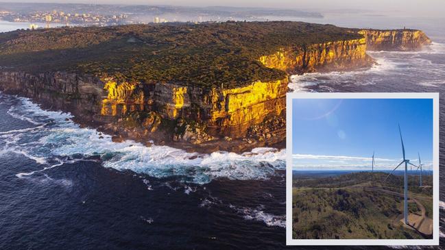 North Head, inset a wind farm.